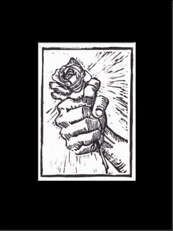 ROSE IN HAND MONO (9″X 12″ BLACK MATTE)